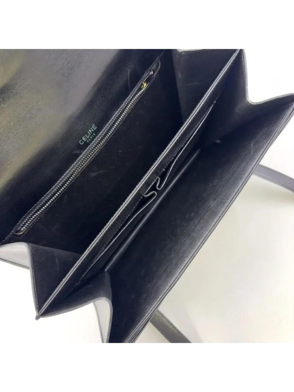 ★SOLD★ Celine Triomphe Leather Black Handbag Gold - Picture 3 of 15